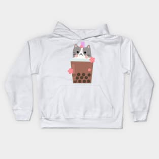 Cat boba tea Kids Hoodie